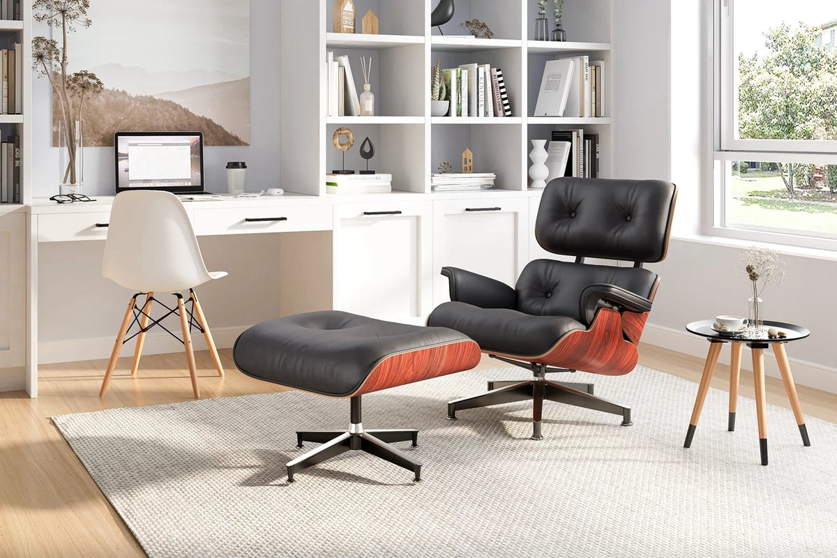 Mid Century Accent Chair with Ottoman Recliner Lounge Chair Upholstered Modern Armchair B560735