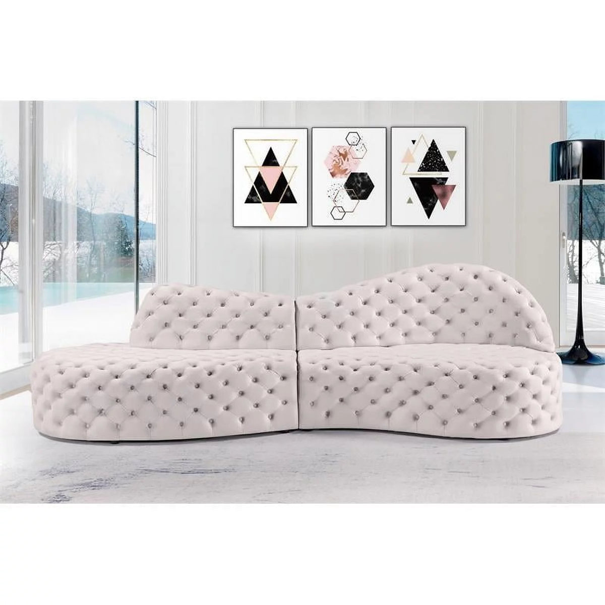 Cream Velvet 2pc. Sectional T425506