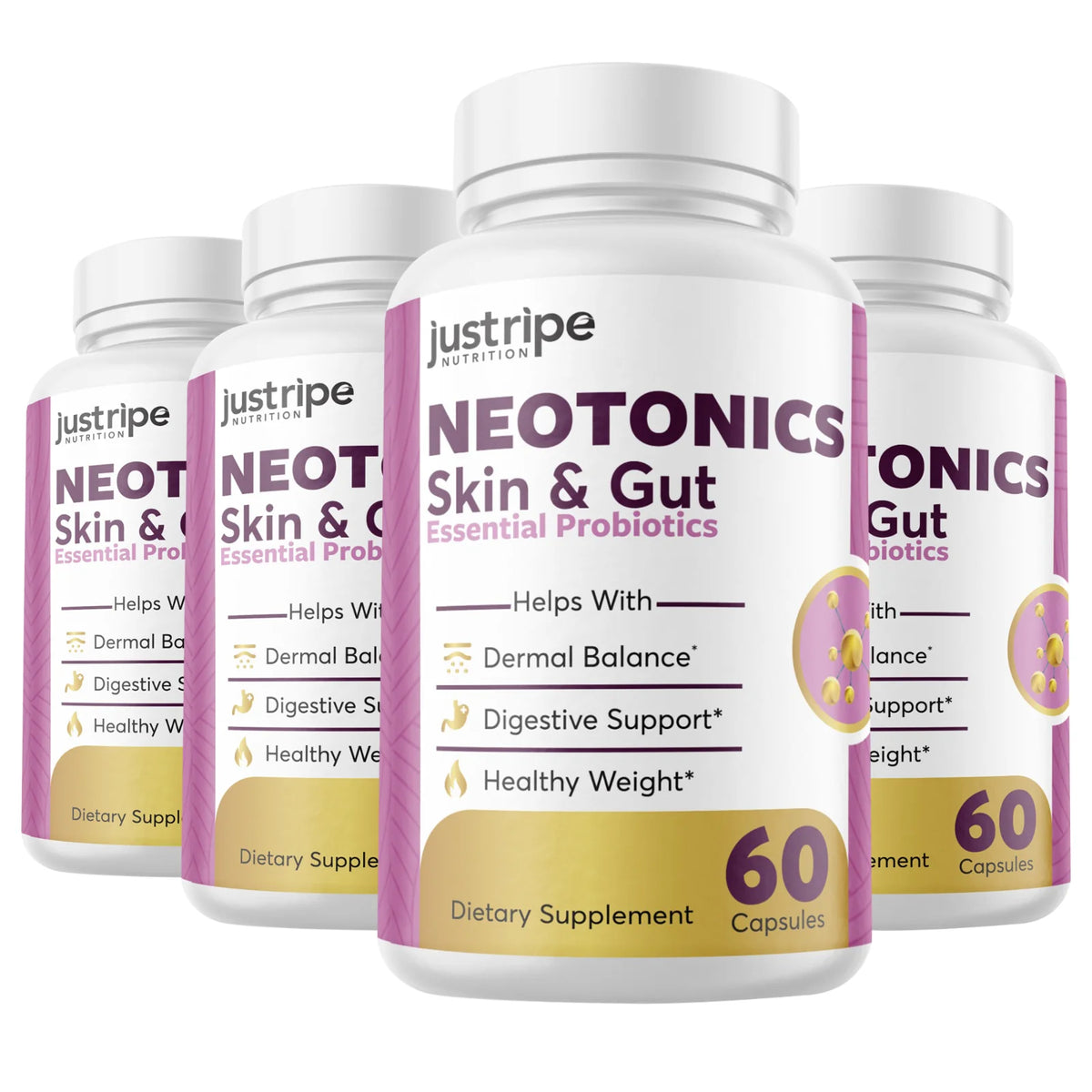 4 Pack Skin & Gut Probiotics Supplement Pills N969