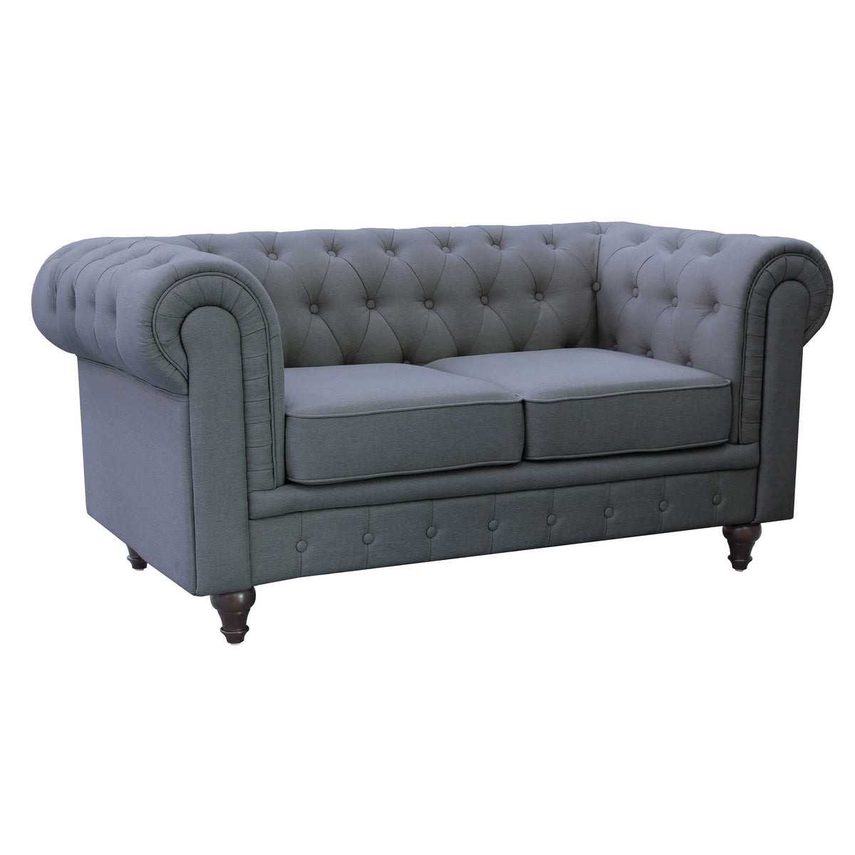 Grey Linen Fabric Chesterfield Loveseat H667963
