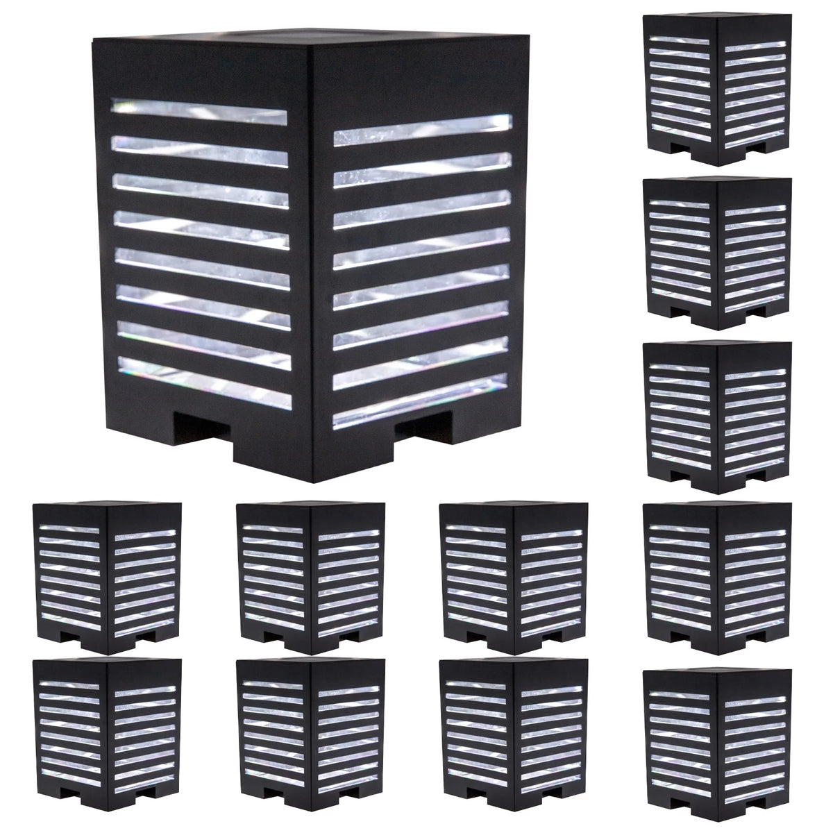 12 Pack Solar Powered LED Post Cap Light Black H457