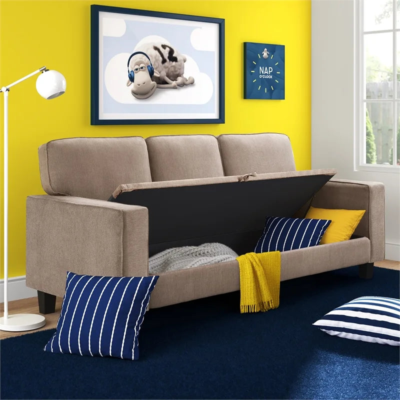 Soft Tan Fabric Sofa with Storage O2848