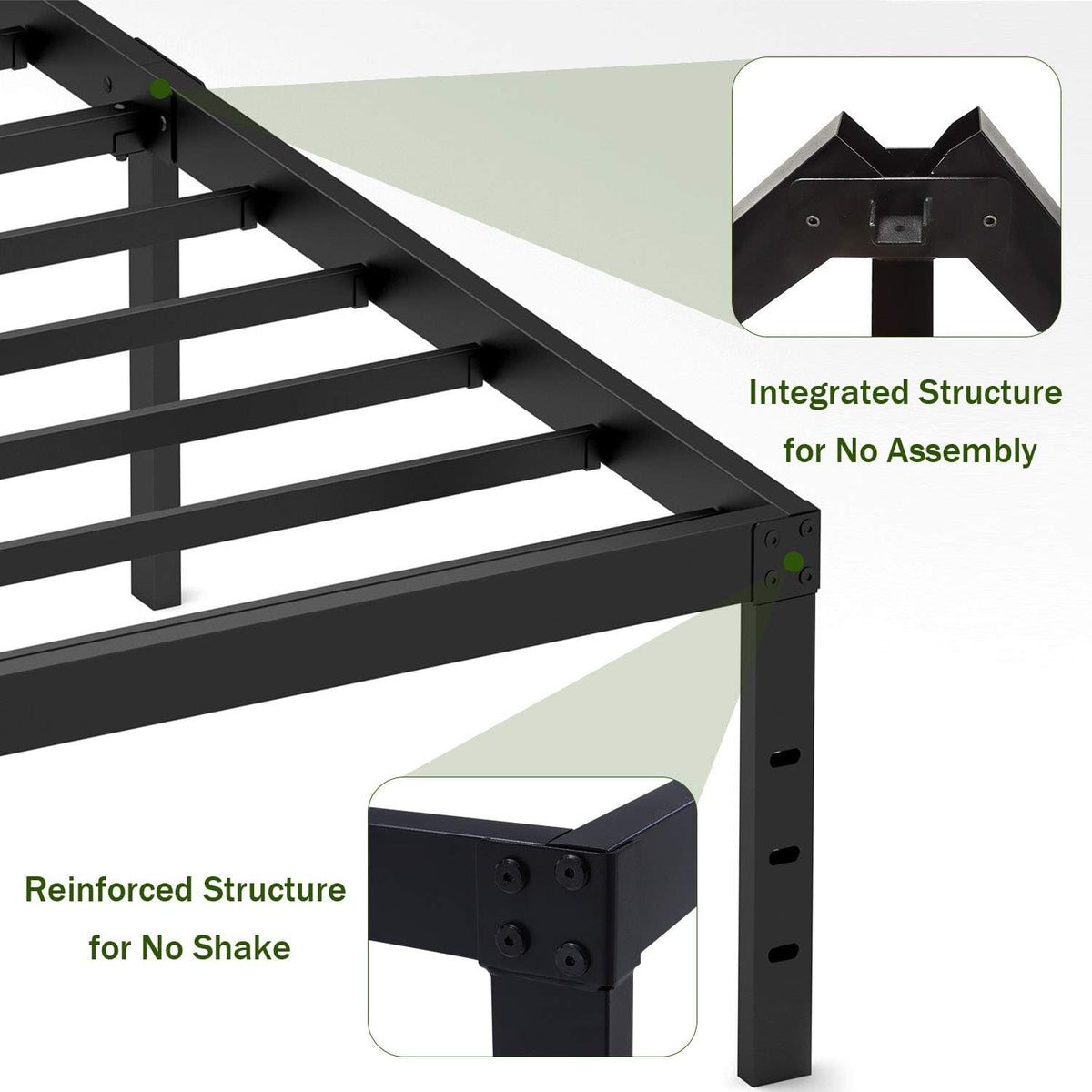 18 Inch Metal Platform Bed Frame Queen Black Z91717