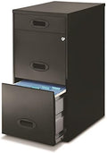 3 Drawer Metal File Cabinet with Pencil Drawer Black M808265