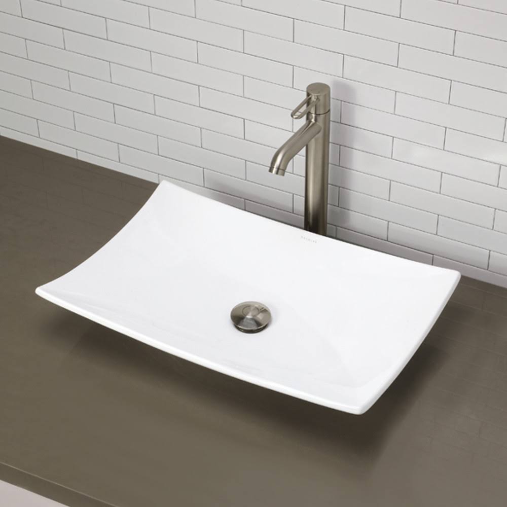White Rectangular Vessel Sink W358