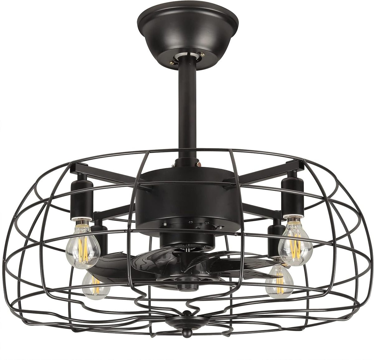 Black Caged Ceiling Fan with Lights K42745
