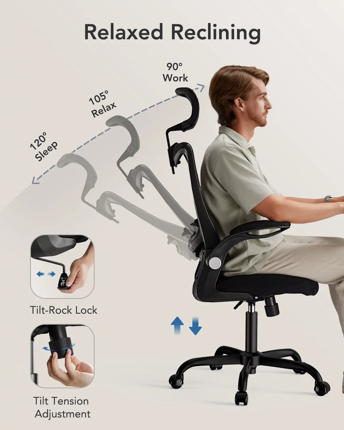 High Back Mesh Ergonomic Office Chair with Lumbar Support & Headrest F583377