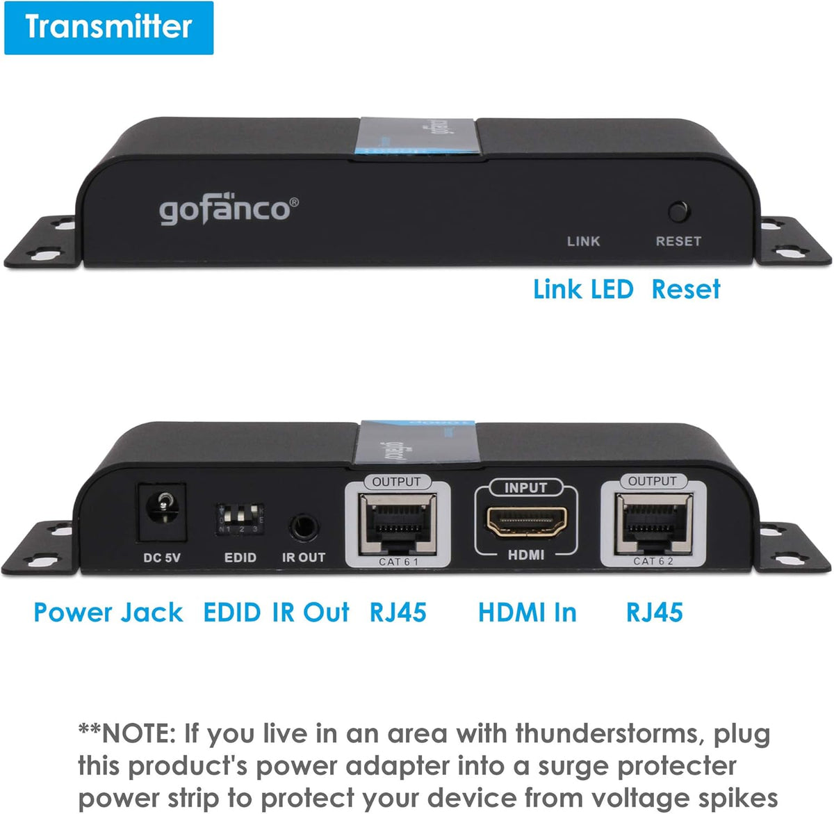 130ft 1080p 1x2 HDMI Extender Splitter Over Ethernet Cable with IR Remote Control G72397