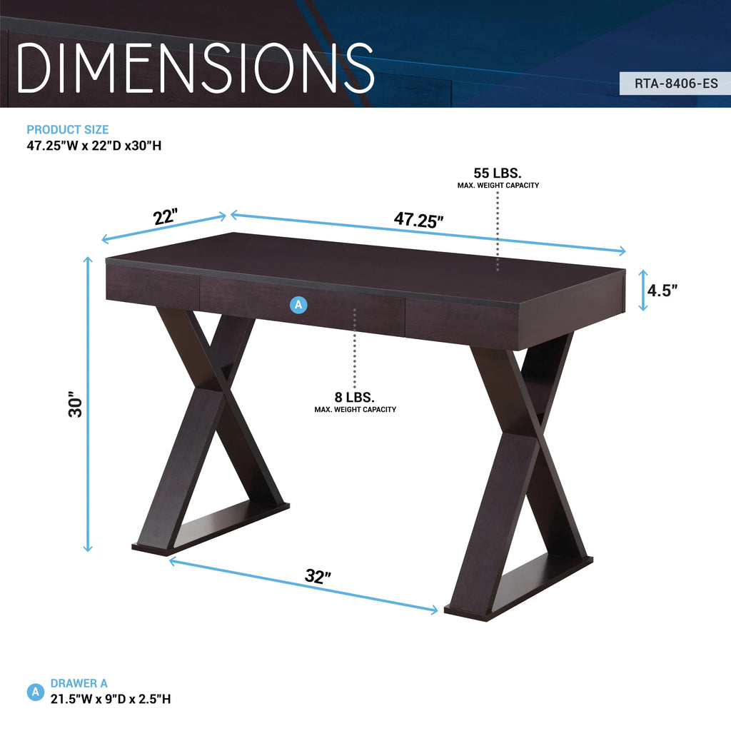 Black Wood Writing Desk with Drawers D4304