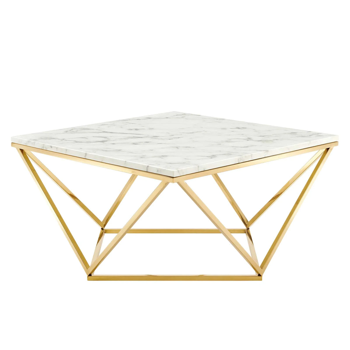 Square Artificial Marble Metal Steel Coffee Table Q58099