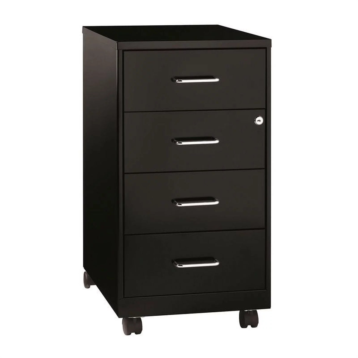 2 Piece Mobile Metal Storage Cabinet Set with 4 Drawer in Black W9016
