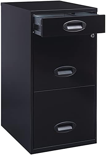 3 Drawer Metal File Cabinet with Pencil Drawer Black M808265