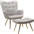 2 Pcs Tufted Velvet Accent Chair and Ottoman Set O290