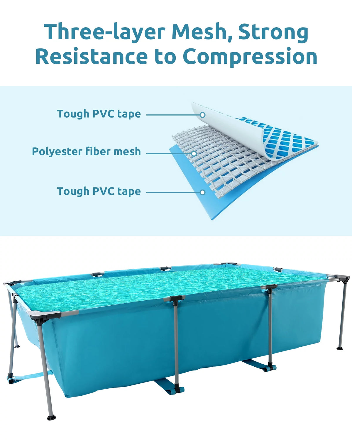 15ft Rectangle Metal Frame Swimming Pool M52797