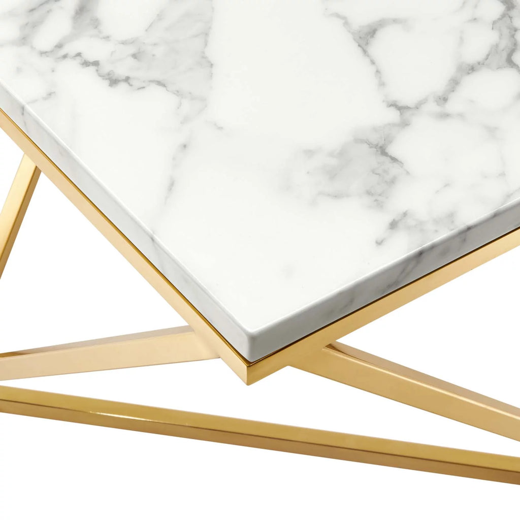 Square Artificial Marble Metal Steel Coffee Table Q58099