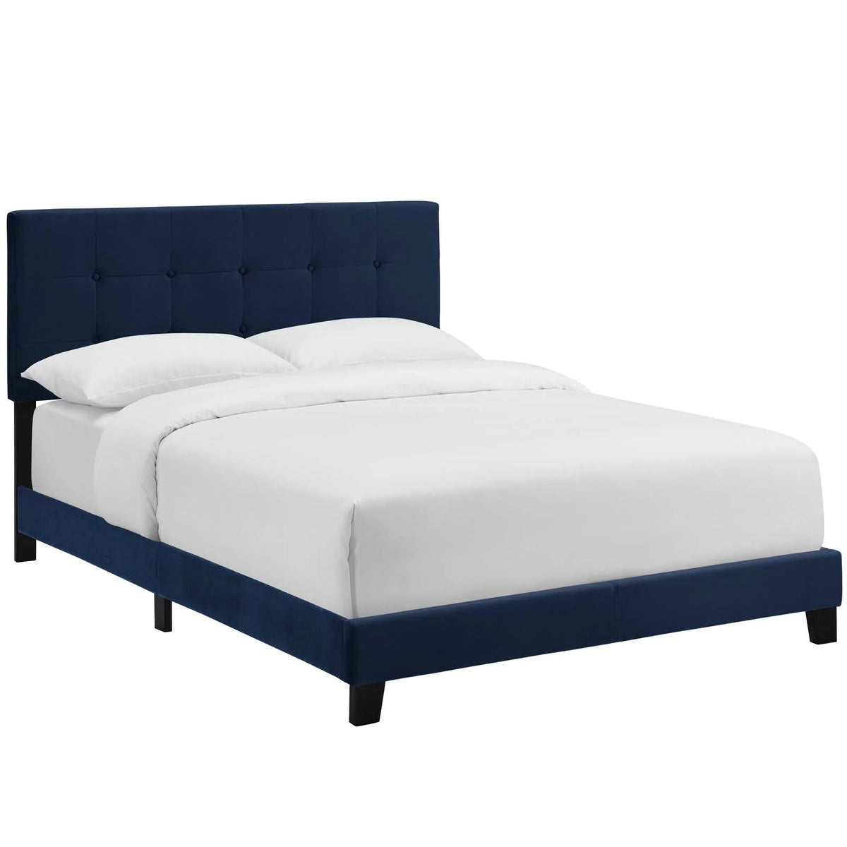 Twin Performance Velvet Bed in Midnight Blue Y16449