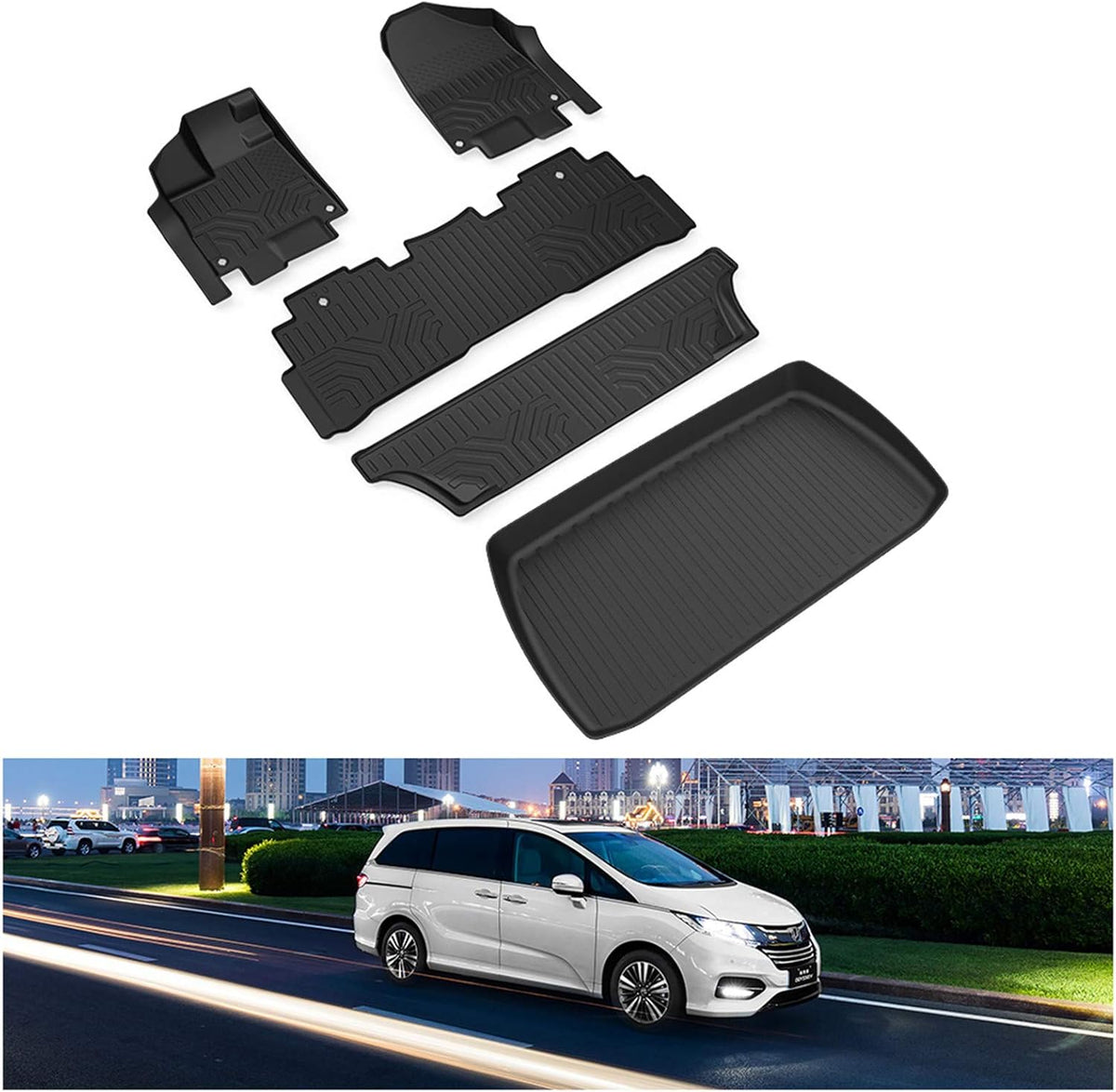 All Weather Floor Mats & Trunk Mat Set TPE Black L339