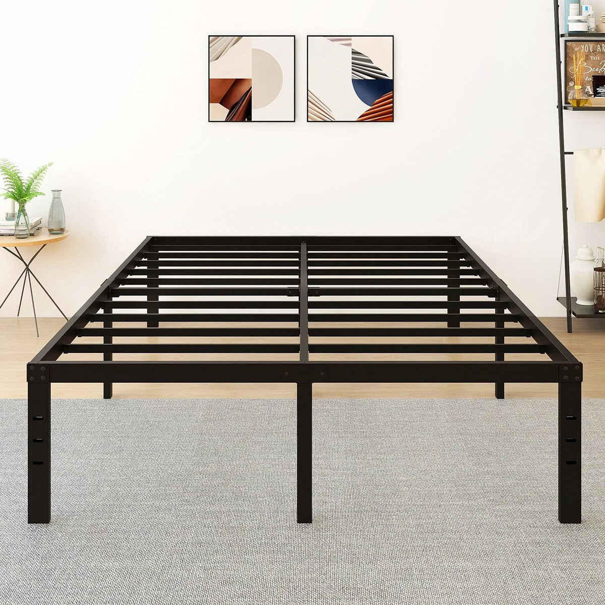 18 Inch Metal Platform Bed Frame Queen Black Z91717