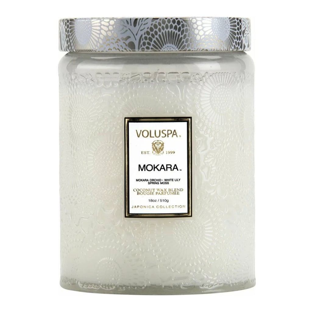 18oz Embossed Glass Jar Candle M4219