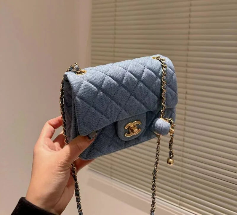 Velvet Mini Flap Bag with Charm Strap F2606