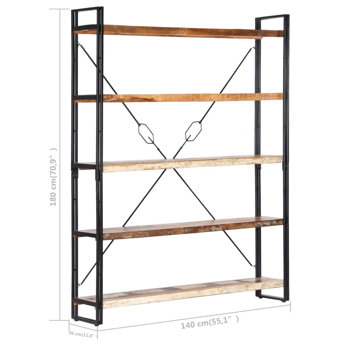 5-Tier Solid Reclaimed Wood Bookcase H894014