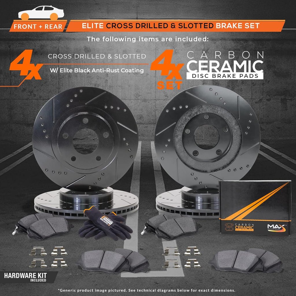 Front and Rear Brake Rotors with Carbon Ceramic Pads P18968