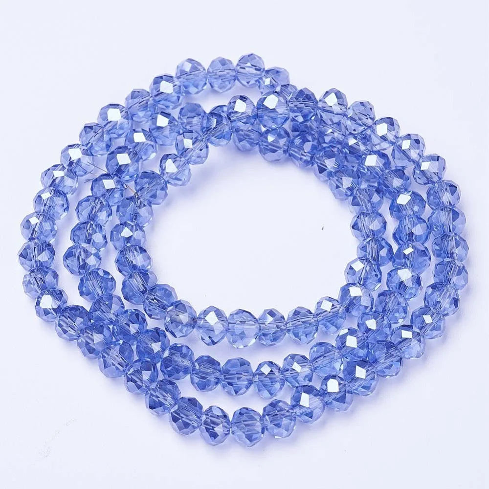 10x8mm Electroplate Glass Beads Strands Royal Blue U505