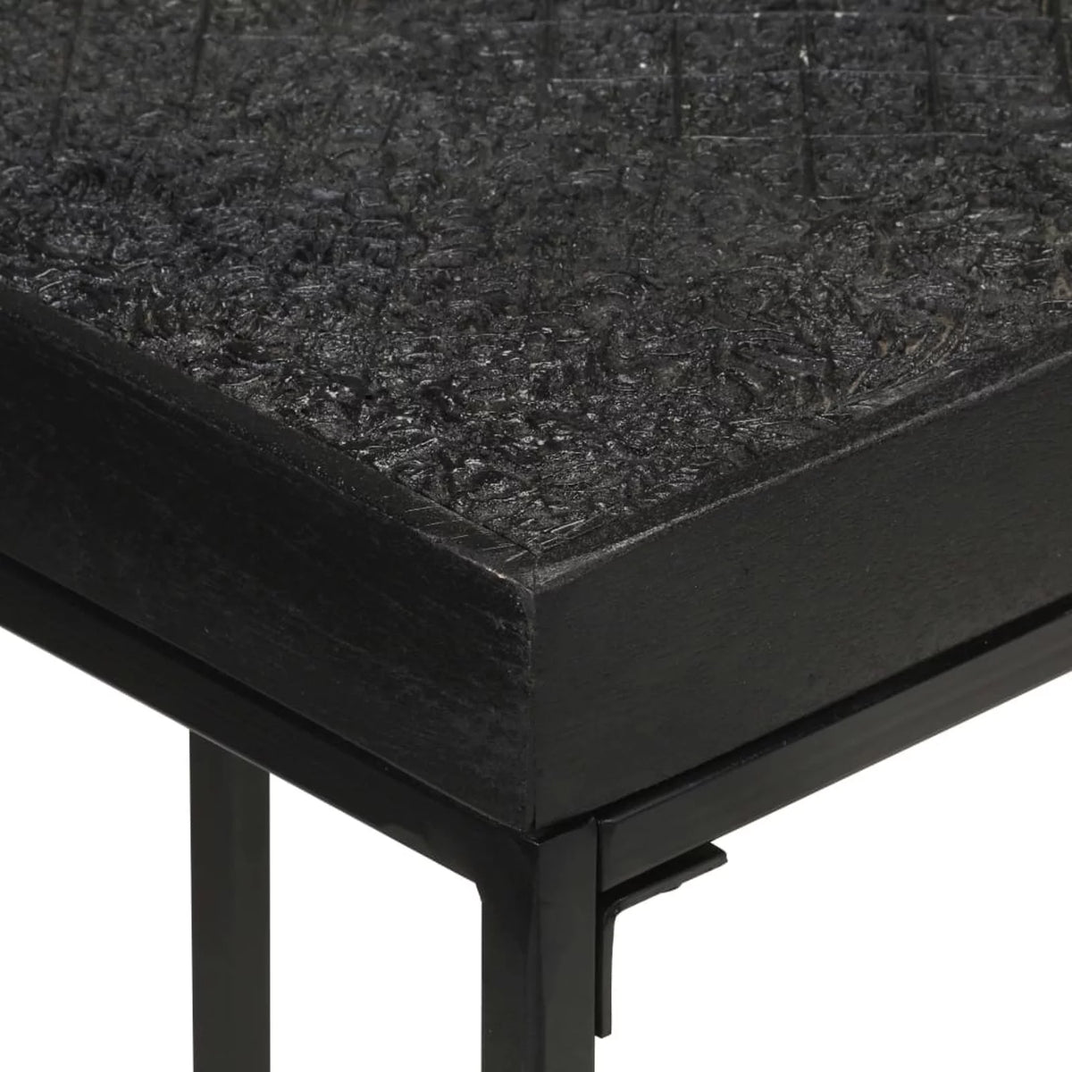 Black 43.3in Solid Acacia and Mango Wood Console Table O58115