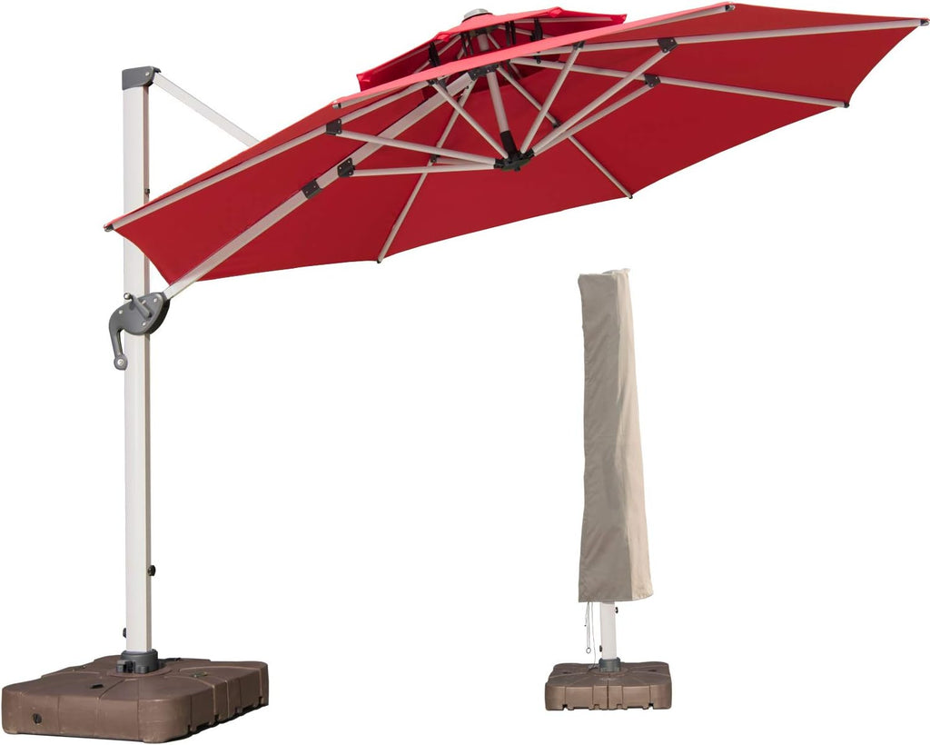 10 FT Blue Offset Cantilever Patio Umbrella Y732