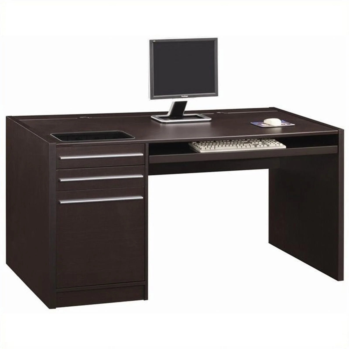 Cappuccino Computer Desk with Drawers J1454