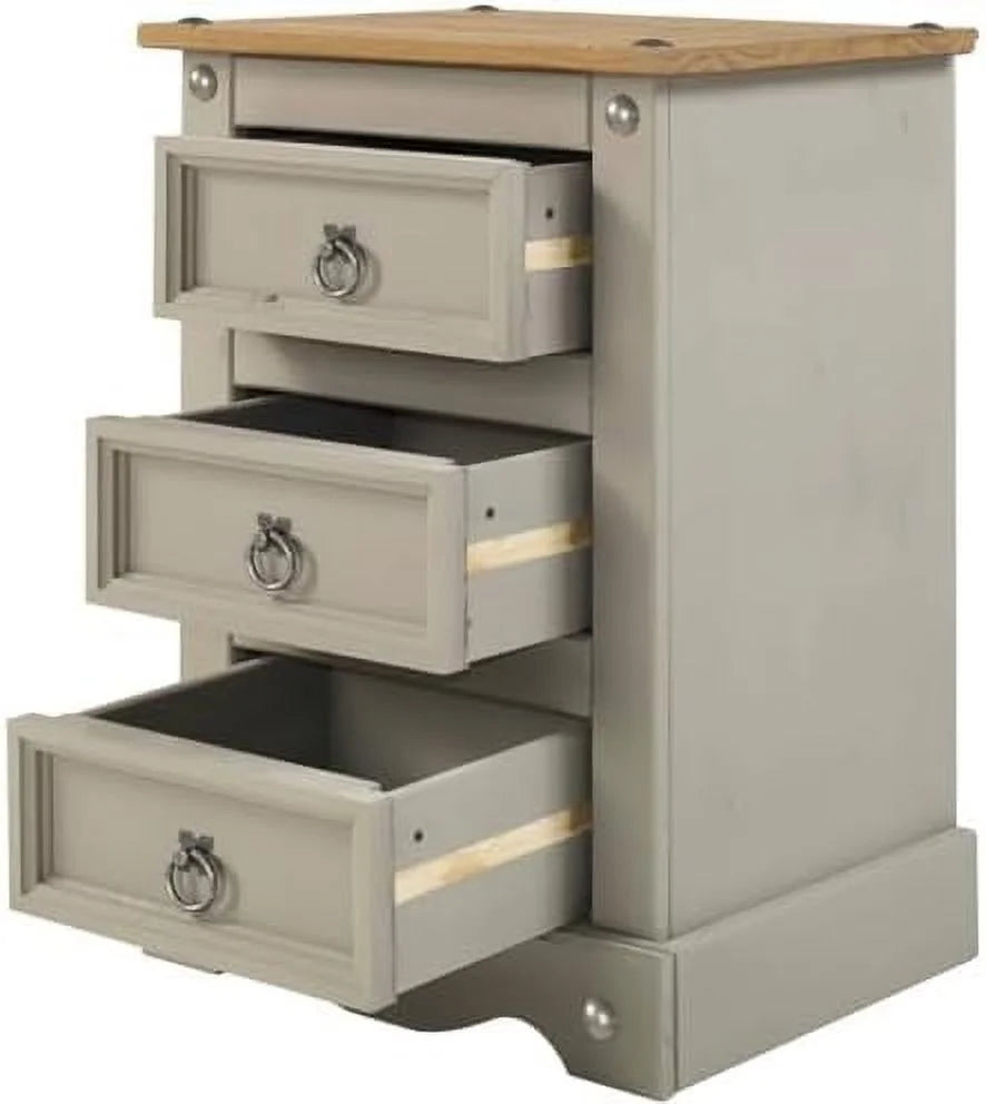 Grey 3 Drawer Wooden Floor Cabinet E631