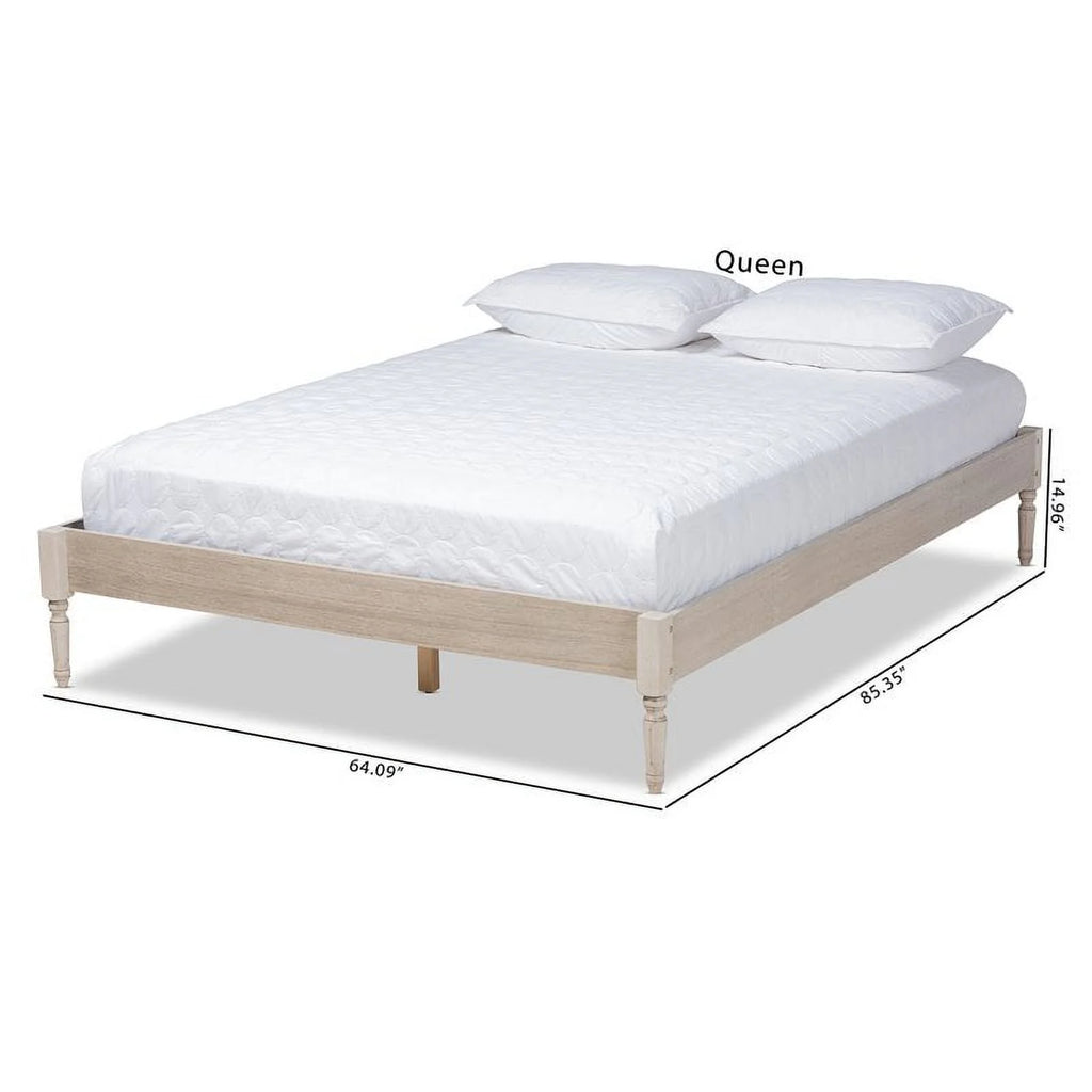 Mid-Century Wood Platform King Bed Q7883