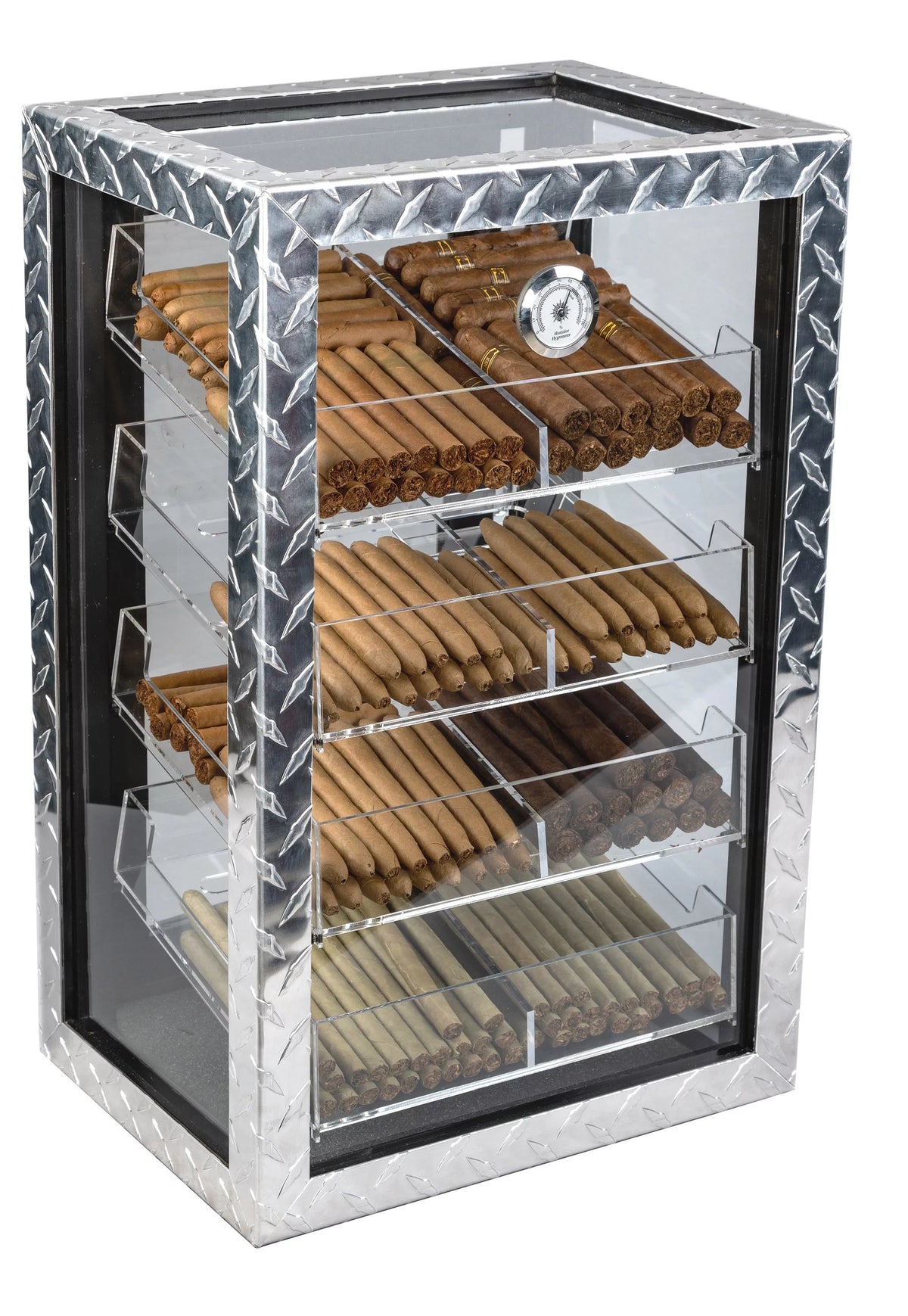 Countertop Display Humidor 250 Capacity Polished Metal Glass D18224