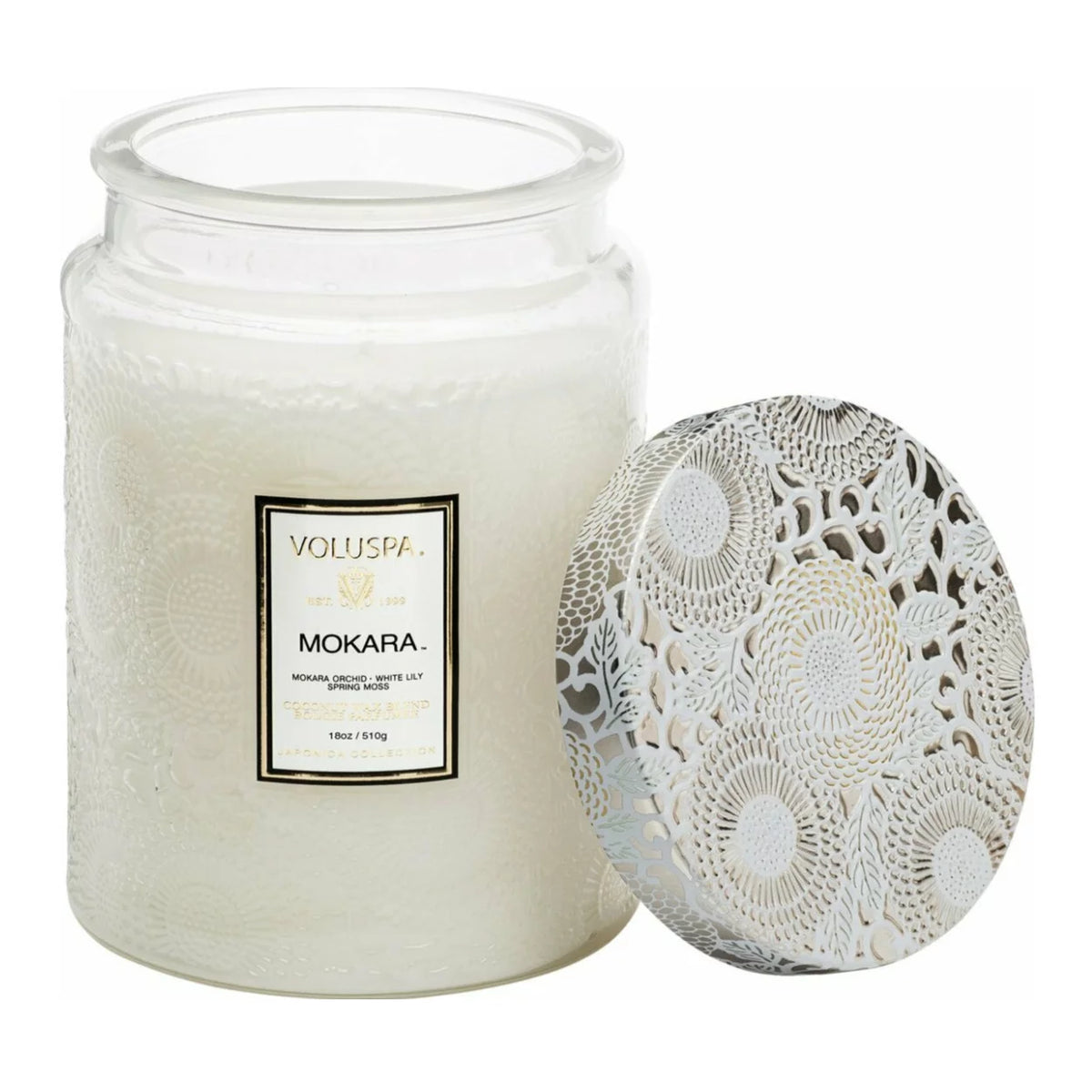 18oz Embossed Glass Jar Candle M4219