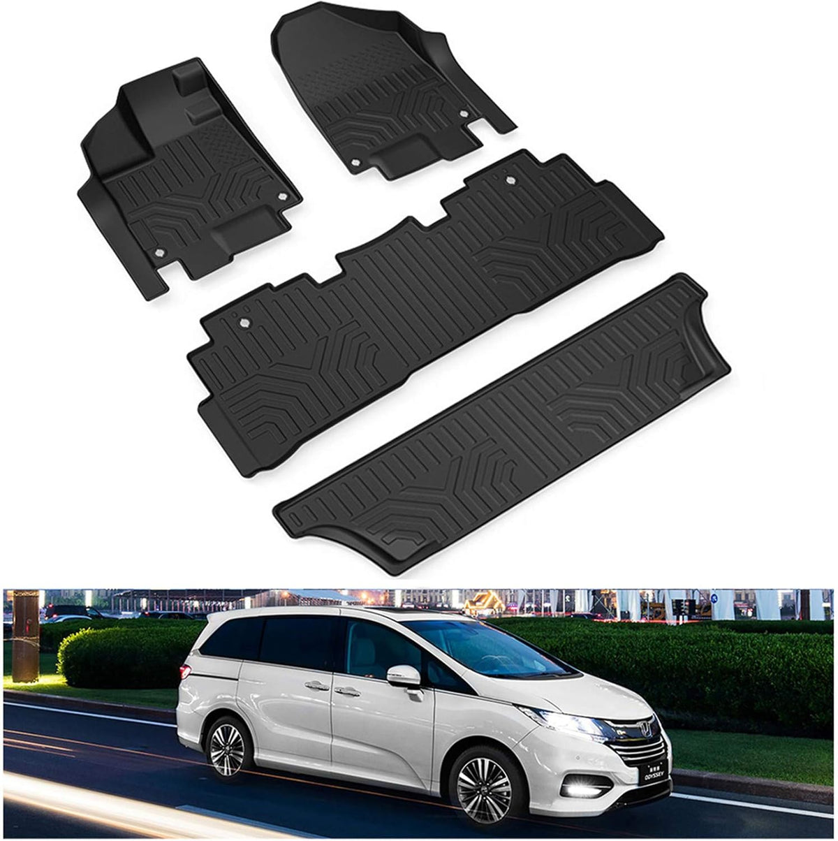 All Weather Floor Mats & Trunk Mat Set TPE Black L339