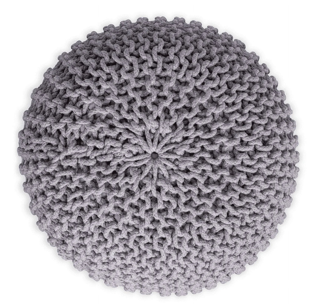 Handwoven Round Foot Stool Ottoman Gray E334571