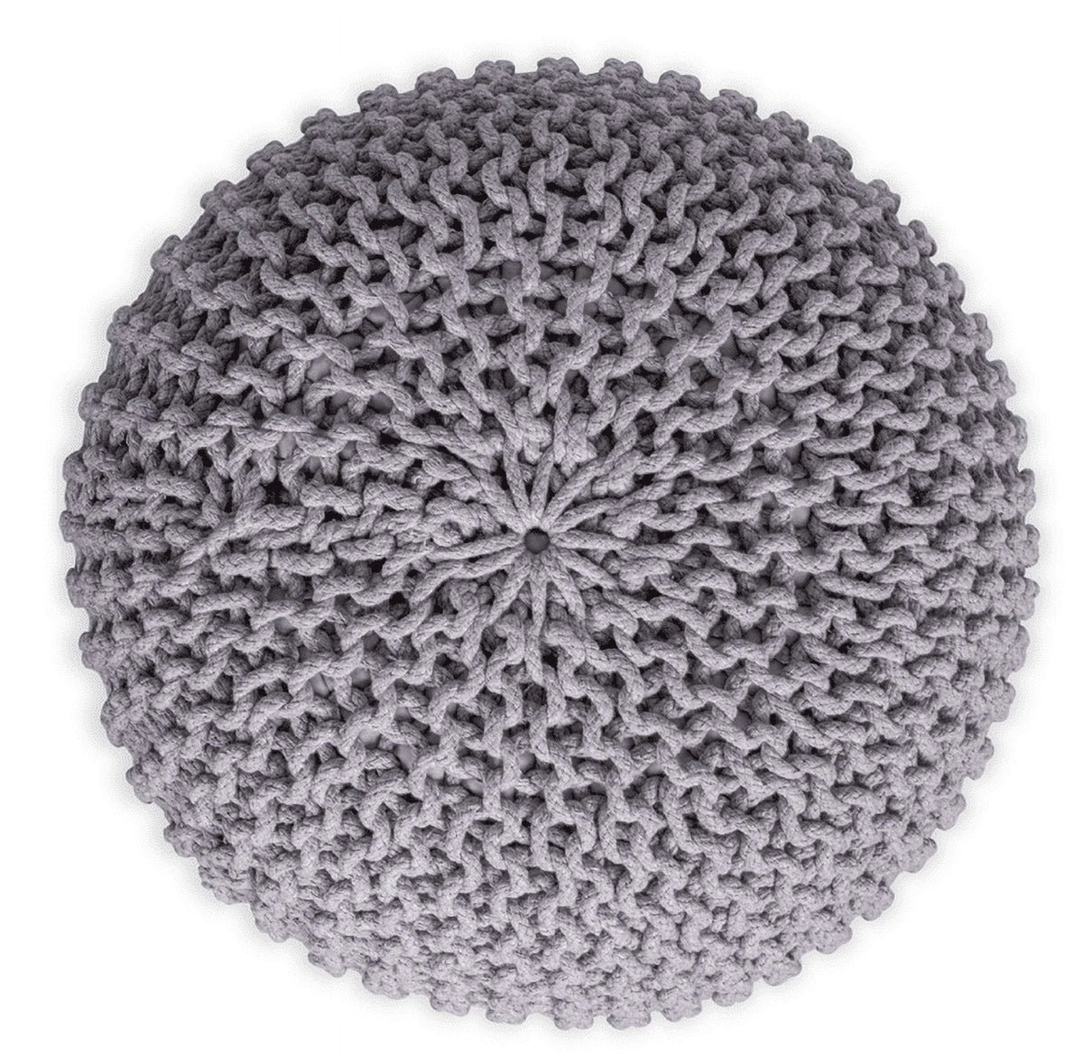 Handwoven Round Foot Stool Ottoman Gray E334571