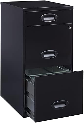 3 Drawer Metal File Cabinet with Pencil Drawer Black M808265