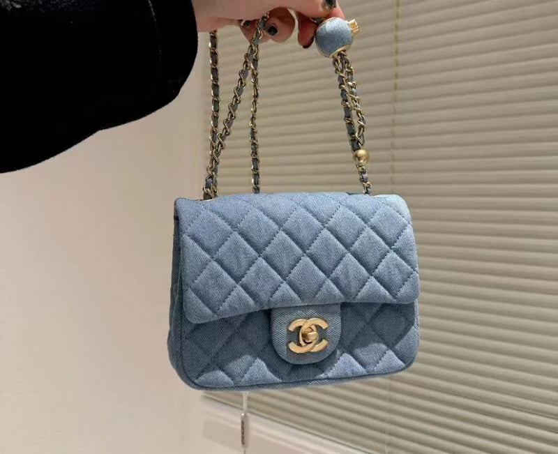 Velvet Mini Flap Bag with Charm Strap F2606