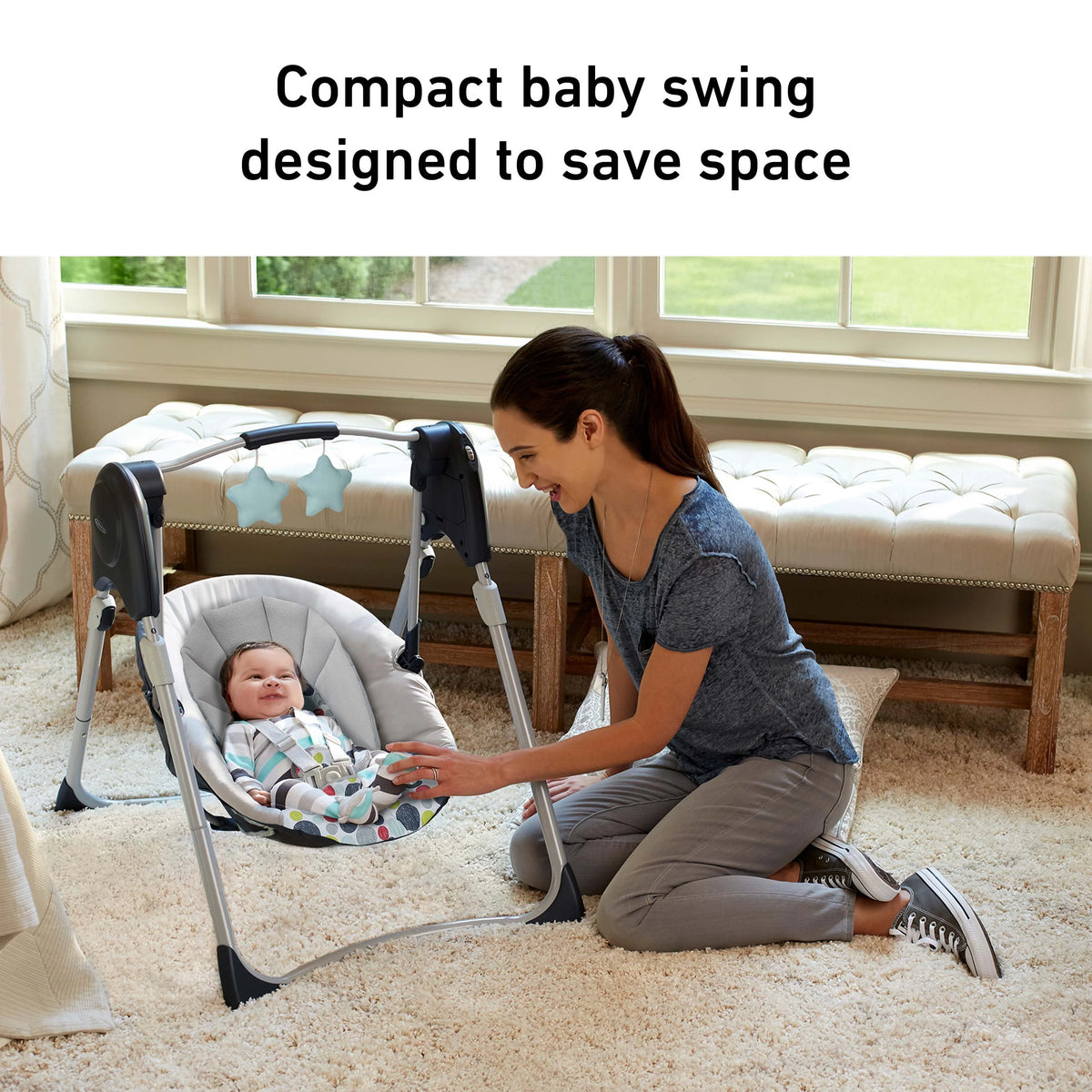 Compact Baby Swing, Gray, Infant W197869
