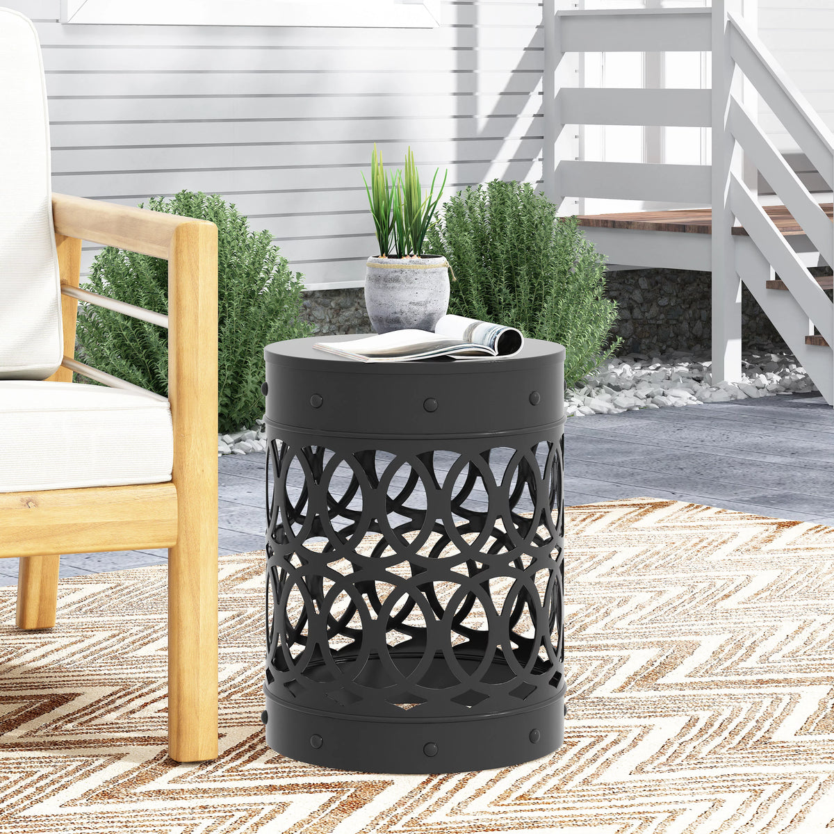 Black 18 inch Metal Side Table P695116