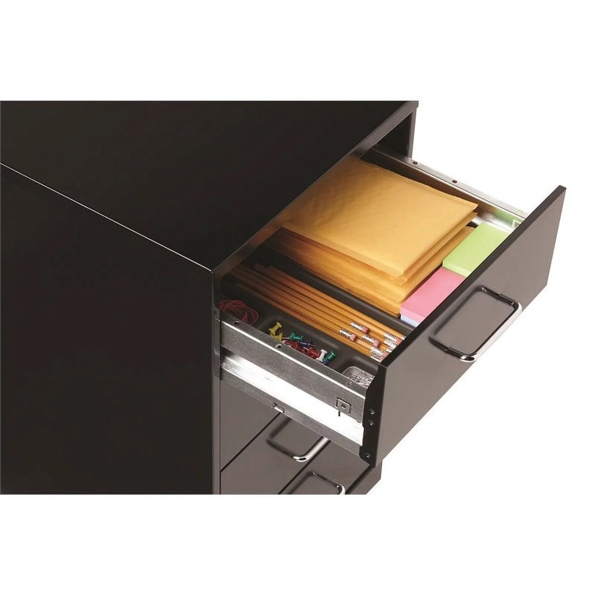 2 Piece Mobile Metal Storage Cabinet Set with 4 Drawer in Black W9016