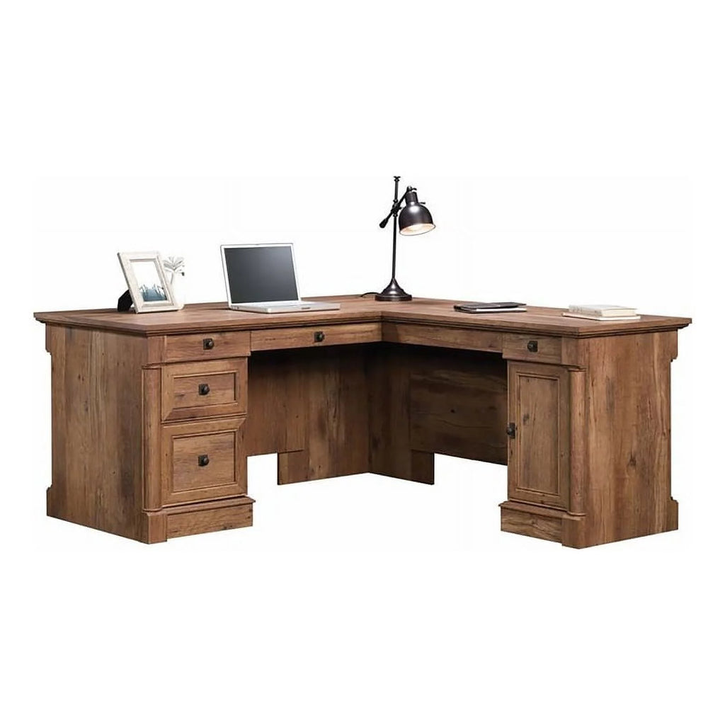L-Shape Wood Computer Desk in Vintage Oak A23278