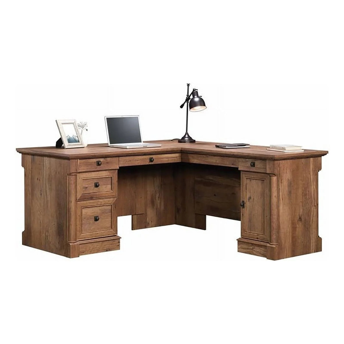 L-Shape Wood Computer Desk in Vintage Oak A23278