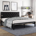 Full Size Metal Bed Frame with Upholstered Headboard U893881