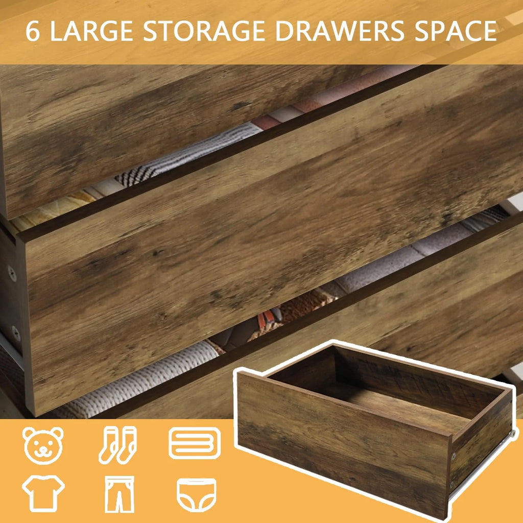 Walnut 4 Drawer Wood Dresser H1745