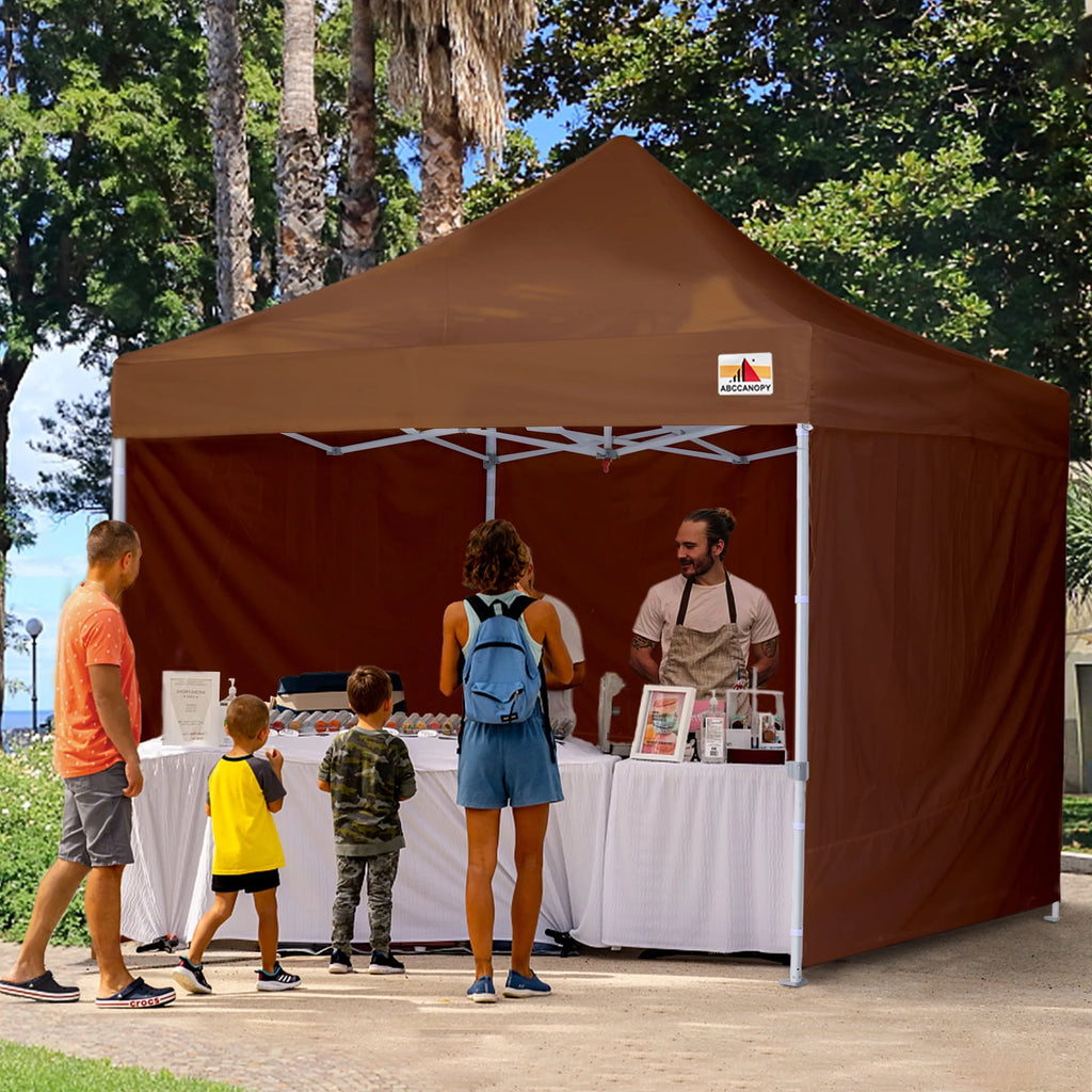 10 ft x 10 ft White Metal Pop-Up Canopy Tent with Walls Q561