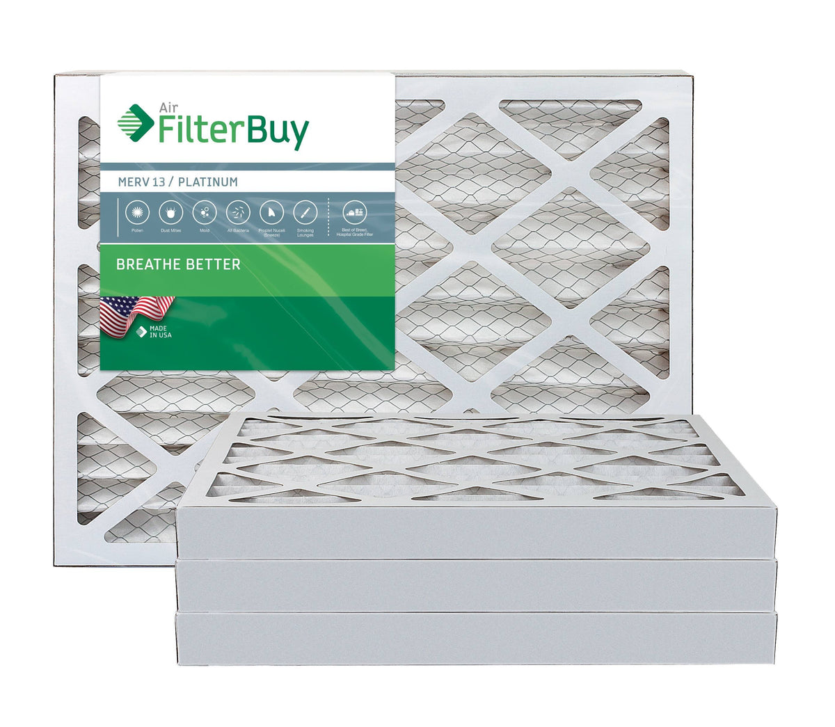 MERV 13 14x20x2 Pleated AC Furnace Air Filter Pack of 4 P95404