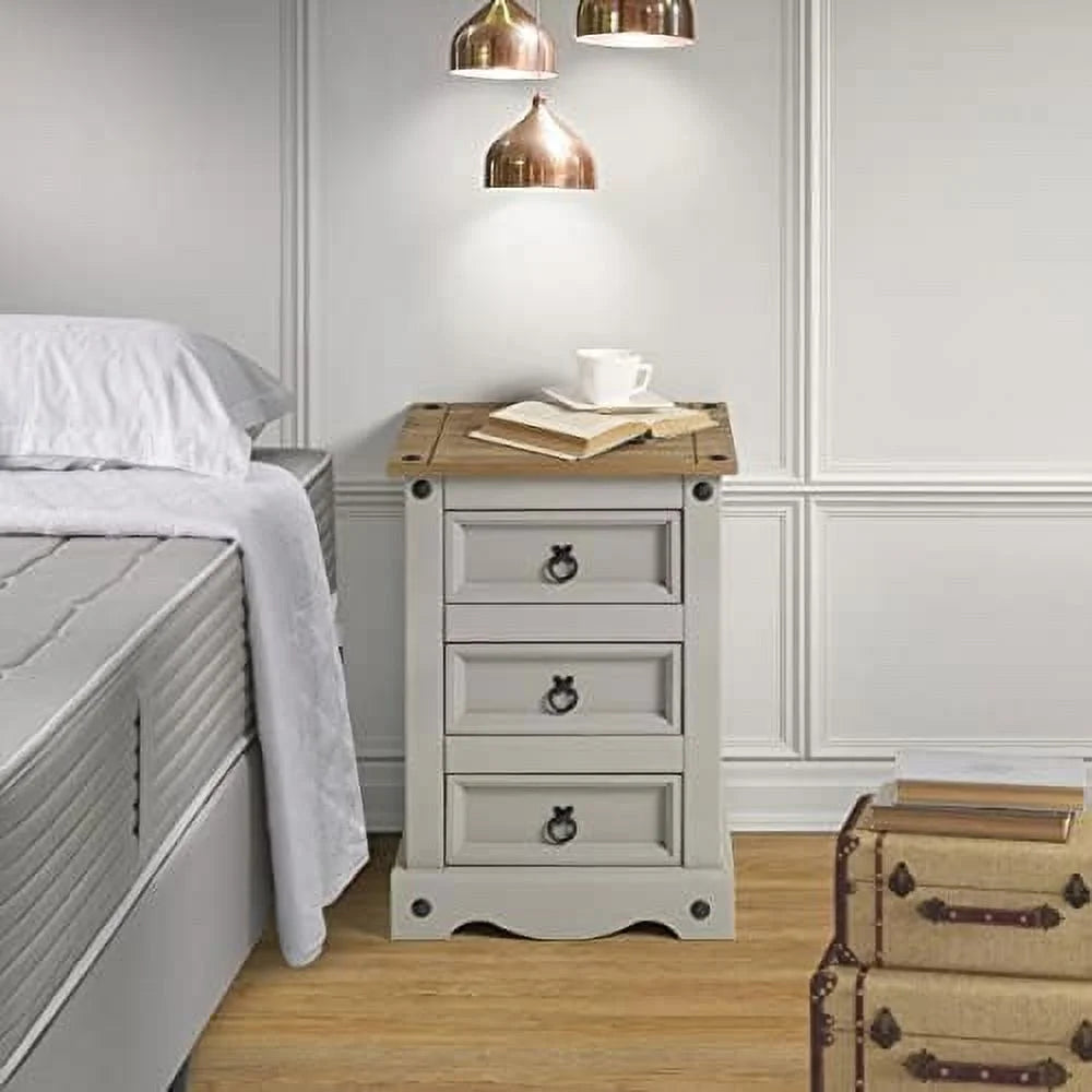 Grey 3 Drawer Wooden Floor Cabinet E631