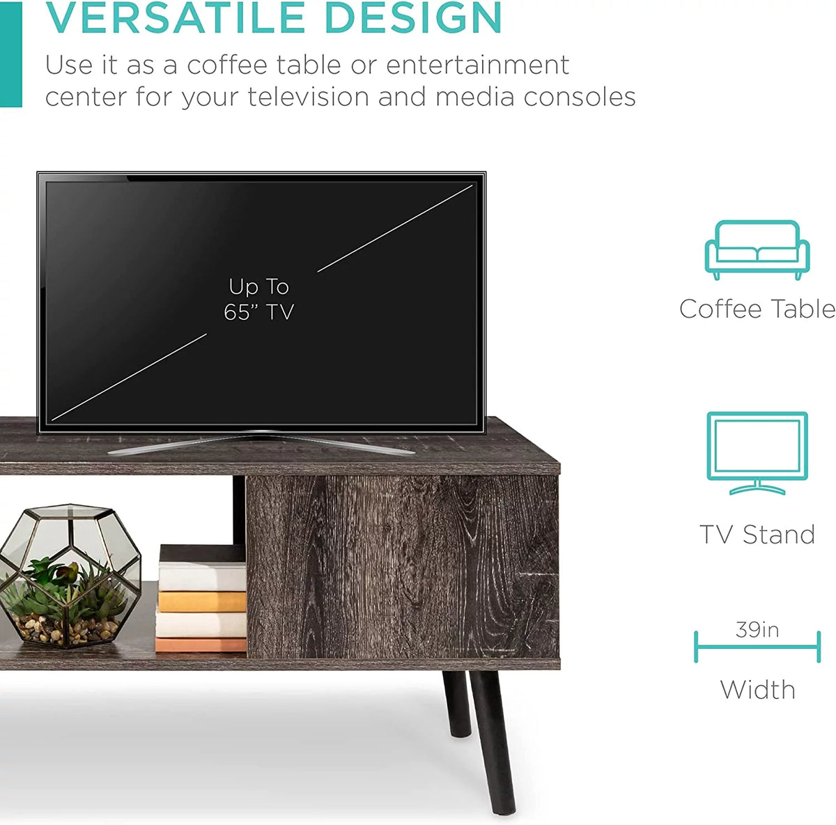 Mid-Century Modern Coffee Table with Open Storage Shelf I23653